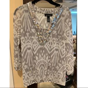 INC Animal Print Sequin Embellished Oversized Top